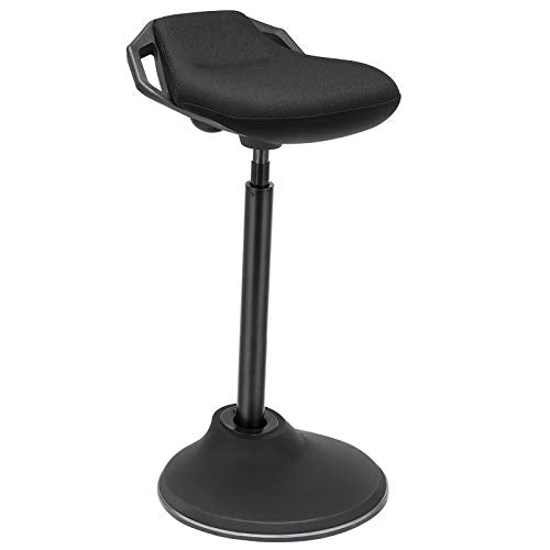 SONGMICS Standing Desk Chair 24.8-34.6 Inches, Adjustable Standing Stool, Sitting Balance Chair, Comfortable and Breathable Seat, Black UOSC02BK