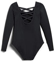 Load image into Gallery viewer, MOLLDAN Girls Long Sleeve Ballet Leotards Crisscross Straps Back Dance Tops(2QT5028-06-L)
