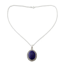 Load image into Gallery viewer, NOVICA Lapis Lazuli .925 Sterling Silver Oval Pendant Necklace, 18" 'True Clarity'
