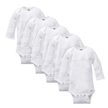 Load image into Gallery viewer, GERBER Baby 5-Pack Organic Long-Sleeve Onesies Bodysuit, White, 0-3 Months
