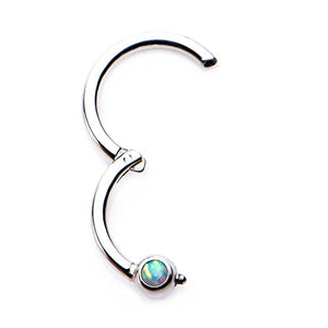 16G Opal Centered Stainless Steel Hinged Segment Ring for Septum, Nostril, Lip, and Ear Piercings (5/16" - Rainbow)