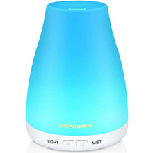 Load image into Gallery viewer, URPOWER 2nd Version Essential Oil Diffuser Aroma Essential Oil Cool Mist Humidifier with Adjustable Mist Mode,Waterless Auto Shut-Off and 7 Color LED Lights Changing for Home (White)
