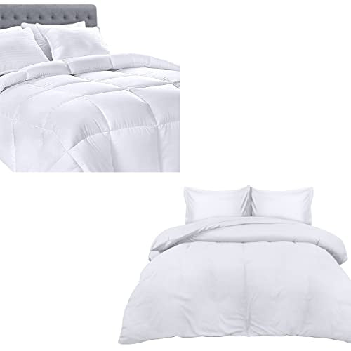 Utopia Bedding 1 All Season Comforter Duvet Insert with 1 Duvet Cover Set (Queen, White)