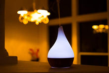 Load image into Gallery viewer, XBrand Bamboo/Glass Aromatherapy Essential Oil Diffuser &amp; Color Changing Mist Humidifier, 10 Inch Tall, Brown &amp; White
