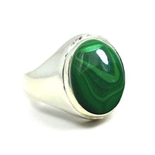 Load image into Gallery viewer, Jewelryonclick Natural Malachite Silver Rings for Men 5 Carat Gemstones Oval Shape Astrology Birthstones in Size 6
