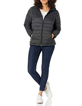 Load image into Gallery viewer, Amazon Essentials Women&#39;s Lightweight Long-Sleeve Full-Zip Water-Resistant Packable Hooded Puffer Jacket, Black, Large
