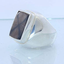 Load image into Gallery viewer, Chiastolite Cross Trapiche Andalusite Handmade Sterling Gents Mens Ring sz 10.5
