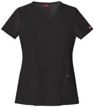 Load image into Gallery viewer, Dickies Women's Xtreme Stretch V-Neck Scrubs Shirt, Black, XX-Large
