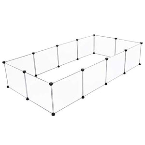 HUALIAN Pets Playpen, DIY Plastic Exercise Modular Enclosure Pet Run, Crate Kennel Cage for Guinea Pig, Rabbit, Hamster Playpen 12 Panels, 35cm x 45 cm
