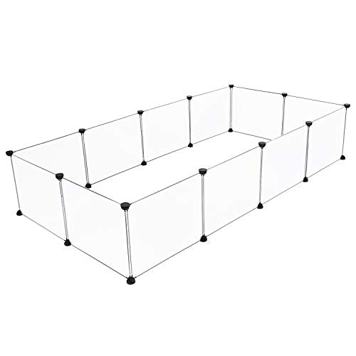 HUALIAN Pets Playpen, DIY Plastic Exercise Modular Enclosure Pet Run, Crate Kennel Cage for Guinea Pig, Rabbit, Hamster Playpen 12 Panels, 35cm x 45 cm