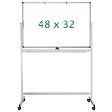 Load image into Gallery viewer, Double Sided Mobile Whiteboard, 48 x 32 inches Large Rolling White Board, maxtek Reversible Magnetic Dry Erase Board Easel Standing Whiteboard on Wheels for Home Office Classroom
