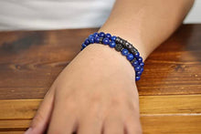 Load image into Gallery viewer, Natural Lapis Lazuli Bracelet, Handmade Beaded 8 MM Beads,Adjustable Stretch Bracelet,Chakra Bracelet,Blue Healing Crystal,Aquamarine Bracelet,Men's and Women's Gifts
