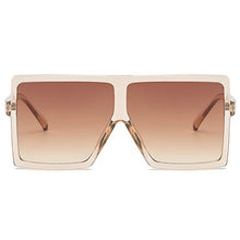 Load image into Gallery viewer, GRFISIA Square Oversized Sunglasses for Women Men Flat Top Fashion Shades (clear orange/tea lens, 2.56)
