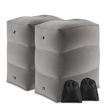 Load image into Gallery viewer, Inflatable Travel Foot Rest Pillow | Kids Airplane Bed | Adjustable Height Leg Pillow | Make a Flat Bed for Kids and Toddlers | Great for Airplane, Train, car（Grey, 2 Pack）

