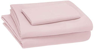 AmazonBasics Kid's Sheet Set - Soft, Easy-Wash Lightweight Microfiber - Twin, Light Pink