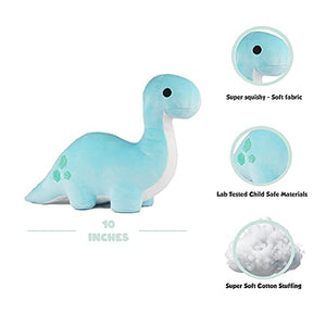 Avocatt Blue Brontosaurus Dinosaur Plushie - 10 Inches Stuffed Animal Plush Dino - Plushy and Squishy Long Neck Dinosaur - Cute Toy Gift for Boys and Girls