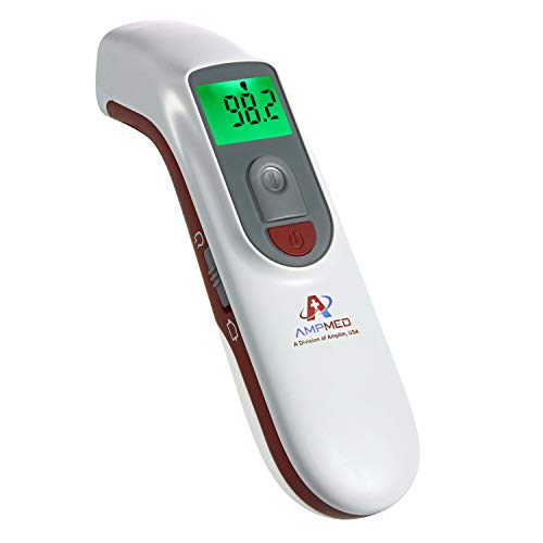 Amplim No Touch Forehead Thermometer, Infrared Digital Temperature for Babies Kids Adults, Touchless Hospital Medical Grade Temp, FSA HSA Eligible, Red White