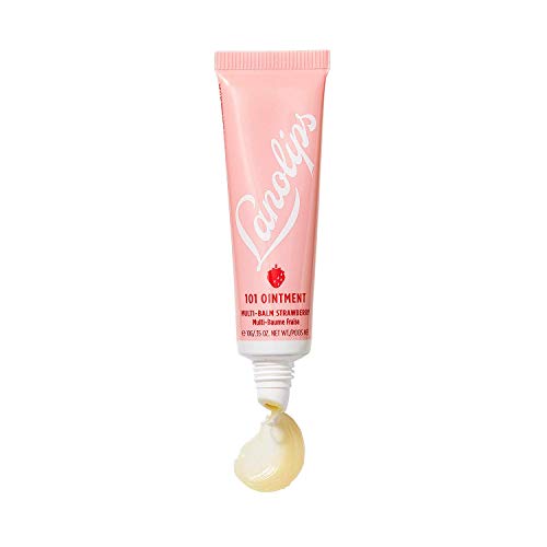 Lanolips 101 Ointment Multipurpose Superbalm Strawberry - Non-Greasy & Natural Salve with Lanolin for Chapped Lips, Dry Skin Patches & Cuticles - Non-Petroleum Based Balm Alternative (10g / 0.35oz)