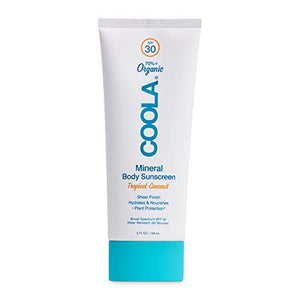 COOLA Organic Mineral Body Sunscreen, Broad Spectrum SPF 30, Reef-Safe, Tropical Coconut, 5 Fl Oz