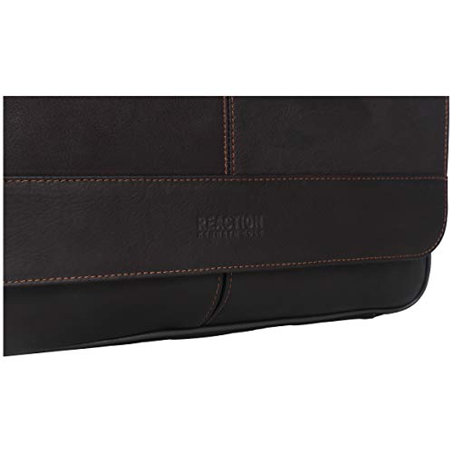 Load image into Gallery viewer, Kenneth Cole Reaction Risky Business Messenger Full-Grain Colombian Leather Crossbody Laptop Case & Tablet Day Bag, Dark Brown, One Size
