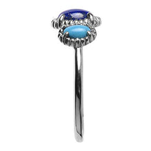 Load image into Gallery viewer, Carolyn Pollack Sterling Silver Turquoise and Blue Lapis Gemstone 3-Stone Ring Size 10
