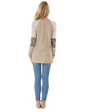 Load image into Gallery viewer, Floral Find Women's Long Sleeve Leopard Color Block Tunic Comfy Stripe Round Neck T Shirt Tops Brown
