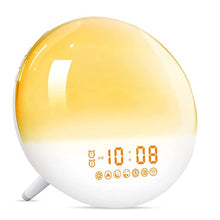 Load image into Gallery viewer, Sunrise Alarm Clock, Wake Up Light with Dual Alarms Clock for Bedrooms, Smart Alarm Clock for Heavy Sleepers Adults Kids, 7 Nature Sounds &amp; Snooze, FM Radio, 7 Colors Ambient Lamp, Ideal for Gift
