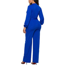 Load image into Gallery viewer, Ophestin Womens Long Sleeve Jumpsuit for Work Wide Leg Pants Rompers with Belt Royale Blue Size M
