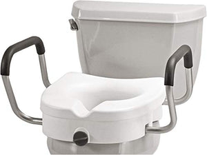 NOVA Medical Products NOVA Elevated Raised Toilet Seat with Removable, Adjustable Padded Arms, 20” Width Between Arms, Locking, Easy On and Off, for Standard and Elongated Toilets, White