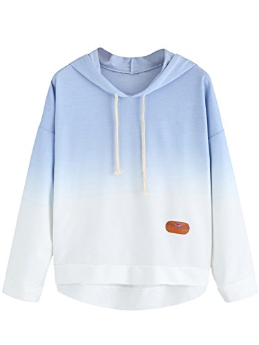 Load image into Gallery viewer, SweatyRocks Women's Long Sleeve Hoodie Sweatshirt Colorblock Tie Dye Print Tops Blue Ombre Small