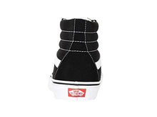 Load image into Gallery viewer, VANS Sk8-Hi Unisex Casual High-Top Skate Shoes, Comfortable and Durable in Signature Waffle Rubber Sole, Black/White, 9 Women/7.5 Men
