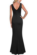 Load image into Gallery viewer, WOOSEA Women Sleeveless V Neck Split Evening Cocktail Long Dress Black
