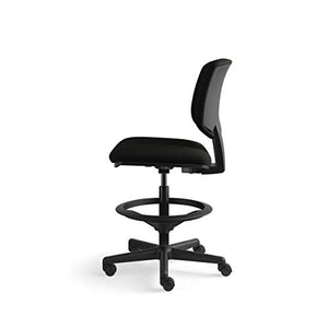HON Volt Task Stool - Leather Office Stool for Standing Desk, Black (H5705)