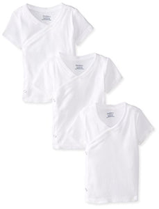 Gerber Unisex-Baby Newborn 3 Pack Short Sleeve Side Snap Shirt, White, Newborn