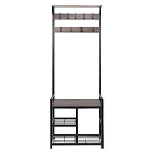 Load image into Gallery viewer, HOMEKOKO Coat Rack Shoe Bench, Hall Tree Entryway Storage Bench, Wood Look Accent Furniture with Metal Frame, 3-in-1 Design
