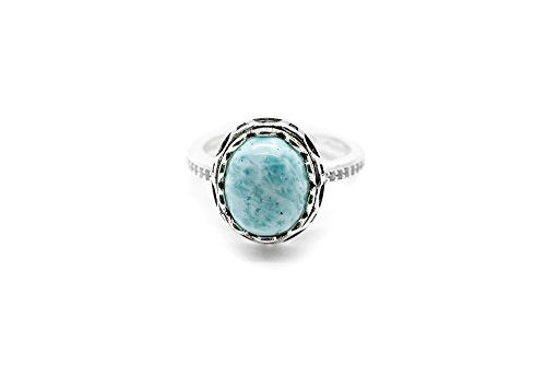 Larimar Gemstones with 925 Sterling Silver Ring Jewelry for Women