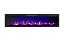 Load image into Gallery viewer, Mystflame 72 inch Electric Fireplace - Ultra Slim Frame - in Wall Recessed &amp; Wall Mounted - Multicolor Flame - Log &amp; Crystal Hearth - 1500/750 Watt Heater - Remote Control &amp; Touch Screen- Timer
