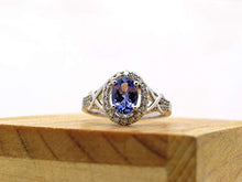 Load image into Gallery viewer, Dazzlingrock Collection 10K Oval Cut Tanzanite &amp; Round Cut Diamond Bridal Halo Engagement Ring, White Gold, Size 8
