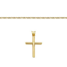 Load image into Gallery viewer, 14K Gold Box Chain Style Cross Pendant Necklace Solid Plated Clasp for Men,Women,Teens Thin for Charms Miami Cuban Link Diamond Cut 24&quot; (18.0)
