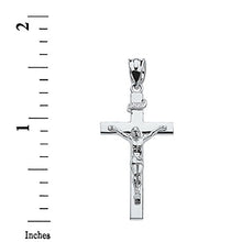Load image into Gallery viewer, Fine 925 Sterling Silver Linear Cross INRI Crucifix Charm Pendant (1.60&quot;)
