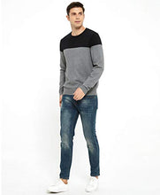 Load image into Gallery viewer, ZLUXURQ Men's Crewneck Long Sleeve Pullover Soft Color Blocke Striped Sweater Size M
