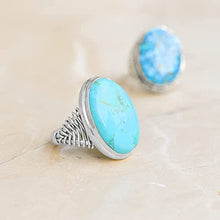 Load image into Gallery viewer, YoTreasure 18x24 mm 925 Sterling Silver Mohave Turquoise Ring Jewelry
