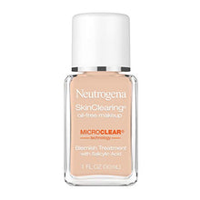 Load image into Gallery viewer, Neutrogena SkinClearing Oil-Free Acne and Blemish Fighting Liquid Foundation with Salicylic Acid Acne Medicine, Shine Controlling, for Acne Prone Skin, 100 Natural Tan, 1 fl. oz
