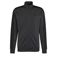Load image into Gallery viewer, adidas Men's Essentials Warm-Up 3-Stripes Track Top, Dark Grey Heather/Black, Small
