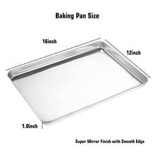 Load image into Gallery viewer, Wildone Baking Sheet &amp; Rack Set [2 Sheets + 2 Racks], Stainless Steel Cookie Pan with Cooling Rack, Size 16 x 12 x 1 Inch, Non Toxic &amp; Heavy Duty &amp; Easy Clean

