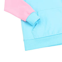 Load image into Gallery viewer, JESKIDS Girls Pullover Hoodie Sweatshirt Colorblock Long Sleeve Outfit Tops with Pocket 8-9 T Blue
