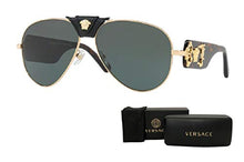 Load image into Gallery viewer, Versace VE2150Q 100271 62M Gold/Grey Green Pilot Sunglasses For Men For Women+FREE Complimentary Eyewear Care Kit
