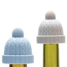 Load image into Gallery viewer, Beanie Cap Decorative Silicone Bottle Stopper in a gift box, Set of Two, Novelty Cork Replacement, Beverage and wine Keeper, champagne bottle stoppers (Blue &amp; Grey)
