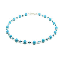 Load image into Gallery viewer, Accents Kingdom Women&#39;s Magnetic Hematite Fashion Necklace with Simulated Turquoise Round Bead, 18&quot;
