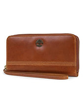 Load image into Gallery viewer, Timberland Leather RFID Zip Around Wallet Clutch with Wristlet Strap, Cognac (Buff Apache)
